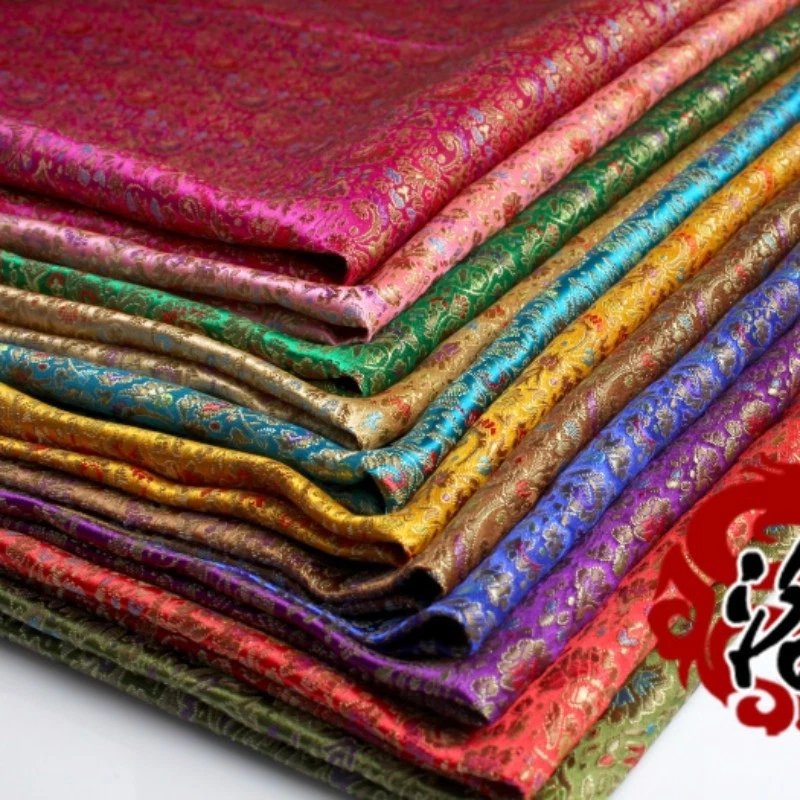 Tissu Chinois Rétro Satin Fleurs Damassé Brocart Rouge Pour Accessoires - Photo 2/4