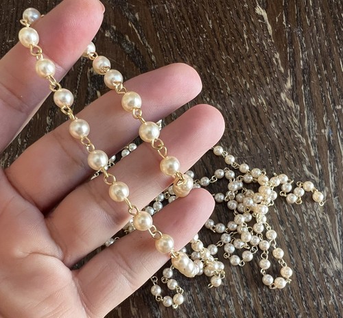 M Haskell Japan Lucite Pearl Rosary Bead Chain 6 Feet Continuous Strand Lot - Picture 3 of 3