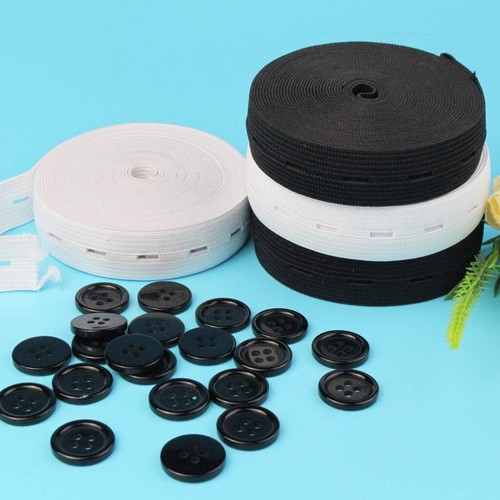 4 Rolls Elastic Sewing Bands with Button Hole for Shorts Skirts Waists Bands - Picture 7 of 7