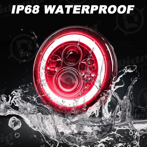 Red Angel Eyes 7" LED Headlight + Tail Brake Lights For Jeep Wrangler JK 07-18 - Picture 5 of 16