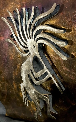 3-D Dancing Kokopelli Playing Flute Metal Wall Art Sculpture 16.75”x12.5” - Picture 15 of 20