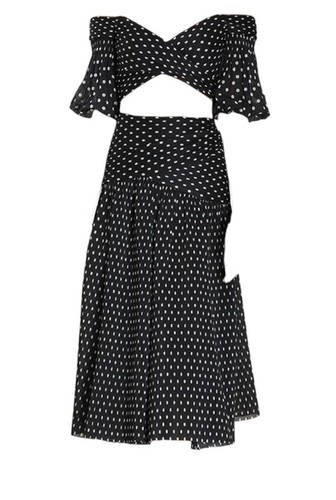Zimmermann Pleated Bodice | Black/White Dot, Pleated, Straps, Off Shoulder, Crop - Picture 2 of 4
