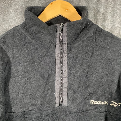Reebok Jumper Mens M Black White Spell Out Pullover Vintage Streetwear Hip Hop - Picture 10 of 12