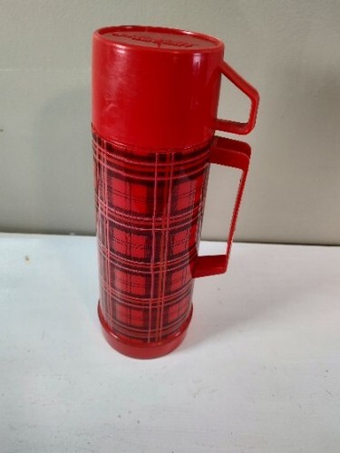 Aladdin Quart Thermos Red & Black Plaid Checkered complete plastic - Picture 11 of 11