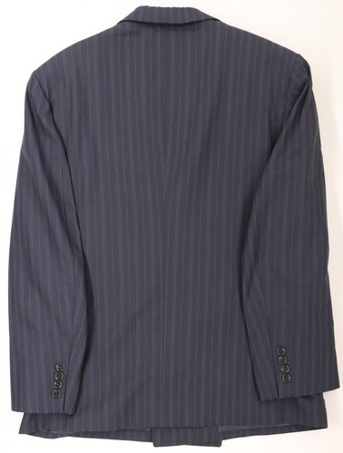 Men's 40 R Bespoke Blue Multi Stripes 100% English Summer Wool Pleated Suit - Picture 11 of 24
