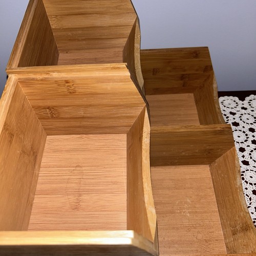Bamboo Stackable Bin Organizer, Set Of 3 New - Picture 14 of 18