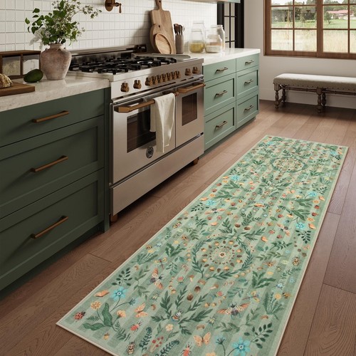 Lahome Insect Botanical 2'6"x8 Green Hallway Runner Rug,Kitchen Runner Rugs N... - Picture 2 of 9