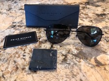 New Prive Revaux Black Aviator Commando Sunglasses Case Cleaning Cloth Card
