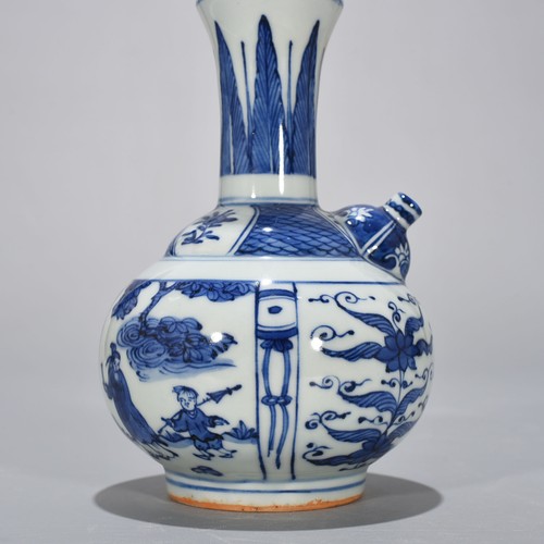 8.3" China Antique ming dynasty Porcelain wanli mark Blue white character Teapot - Picture 4 of 11