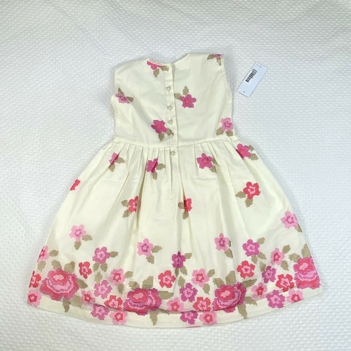 NWT Bella and Emma Girls Size 5 Ivory Floral Embroidered Dress Lined $58 - Picture 5 of 7