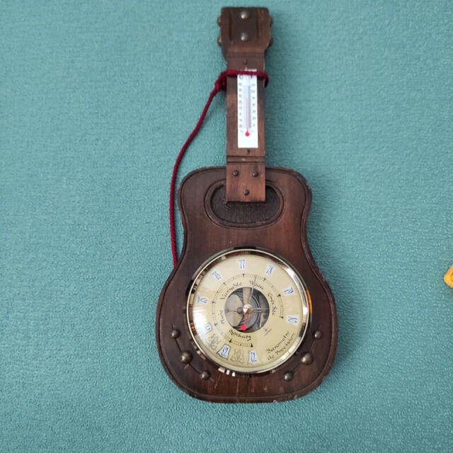 Wooden Vintage Barometer Weather Station Thermometer Guitar Ornament Christmas Wooden Vintage Barometer Weather Station Thermometer Guitar Ornament Christmas