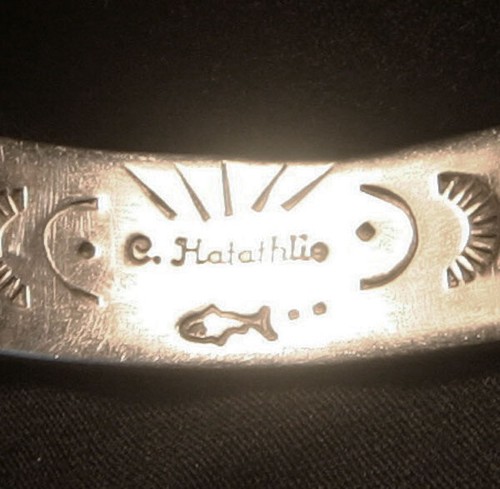 Carol Hatathlie Sterling Silver & Gold Filled Stamped Cuff Bracelet - Picture 9 of 9