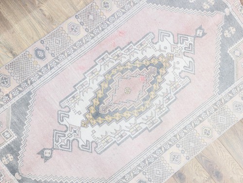 Muted Vintage Turkish Handmade Carpet - Oushak Medallion Area Rug - 3.10x6.1 ft - Picture 6 of 13