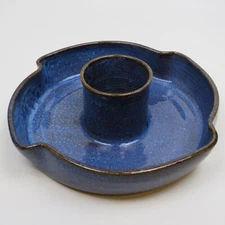 Handmade 9" Ceramic Chip & Dip Bowl Signed Jerry Pruitt Thou Art Studio 2004