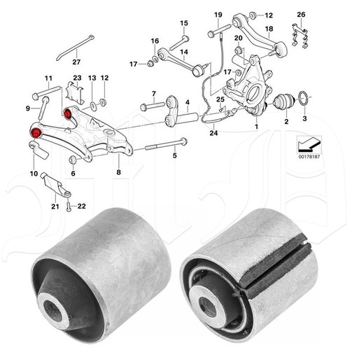 REAR AXLE LOWER TRAILING SWING ARM BUSH BUSHES SET FOR BMW 5 7 SERIES E39 E38 - Picture 3 of 4