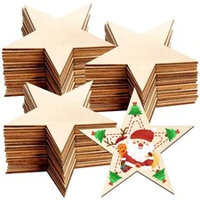 30Pack 3 Inch Unfinished Wooden Stars Cutouts for DIY Crafts Projects Home Decor