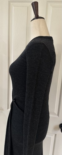 Theory Dress Womens Small Rib Knit Tuck Sweater Midi In Gray Wool Blend Size P - Picture 8 of 13