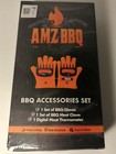 NEW! AMZ BBQ Club's Grilling Accessories Silicone Gloves Meat Claws Thermometer