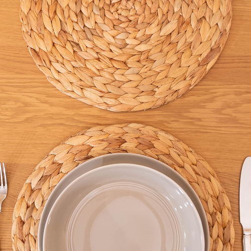 6 Pack, round Woven Placemats, Natural Water Hyacinth Wicker Place Mats, Braided - Picture 8 of 9