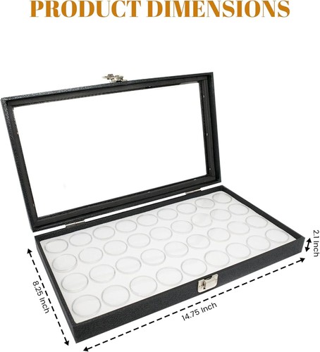 Novel Box Glass Top Black Jewelry Gemstone Display Case With Gem Jar Tray Insert - Picture 45 of 85