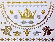 Flash Temporary Adhesive Tattoo Gold Silver 16 Pieces Bracelet Necklace G31