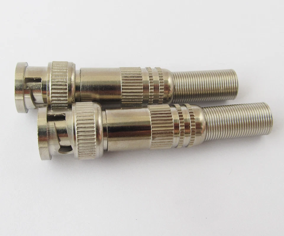 10x Metal BNC Male Plug Screw Type Connectors w/ Spring Tail for RG59 RG6 Cable - Image 4 of 4