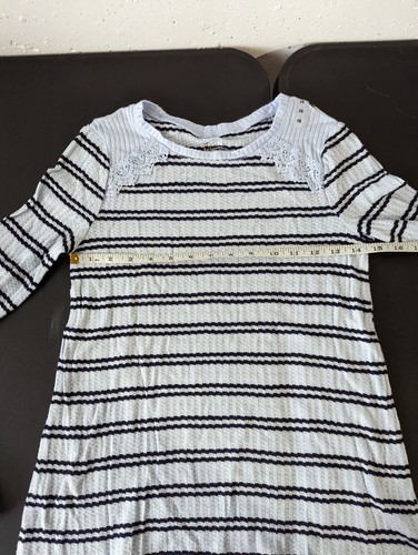 NWT Justice Blue Striped Waffle Knit Long Sleeve Shirt Girl's Size 14 - Picture 6 of 7