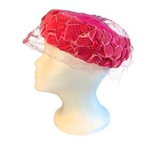 Ladies Pink Satin and Velvet Braided Hat Sz 22 Vintage