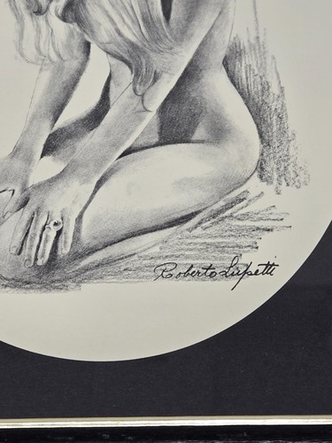 VINTAGE ROBERTO LUPETTI NUDE WOMAN ART LITHOGRAPH PRINT FRAMED 10.5x8.5" - Picture 4 of 6