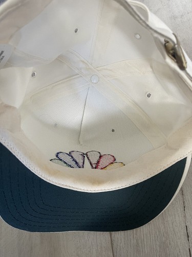 Vintage Sports Golf Tour ‘90 Strapback Hat Cap Peacock Logo Leather Strap White - Picture 9 of 11