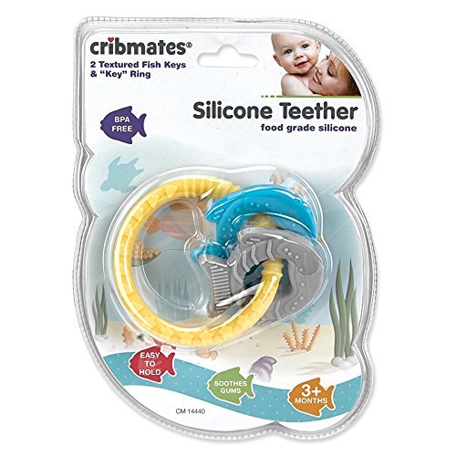 Cribmates Food Grade Silicone Fish Teether - 2 Textured Keys and Key Ring - Picture 1 of 1