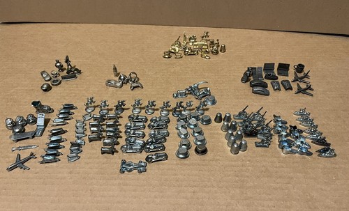 Monopoly Pieces Lot 150+ Replacement Game Tokens - Silver Gold And Pewter