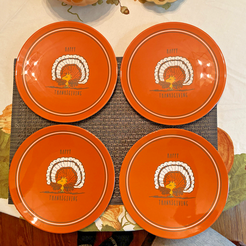 Snoopy Pottery Barn Peanuts plate holiday Thanksgiving party Disney SET 4 / - Picture 8 of 17