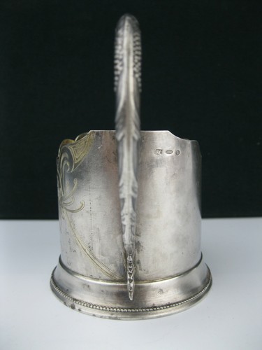 Soporte de vidrio ruso PLATA 875 años 30 grabado PODSTAKANNIK MOSCÚ PAS URSS - Imagen 5 de 11