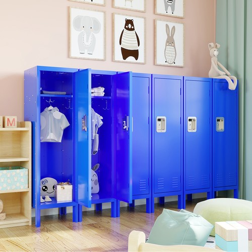 2 Tiers Metal Locker Cabinet Storage Organizer Wardrobe For Office School Gym EN - Picture 38 of 56