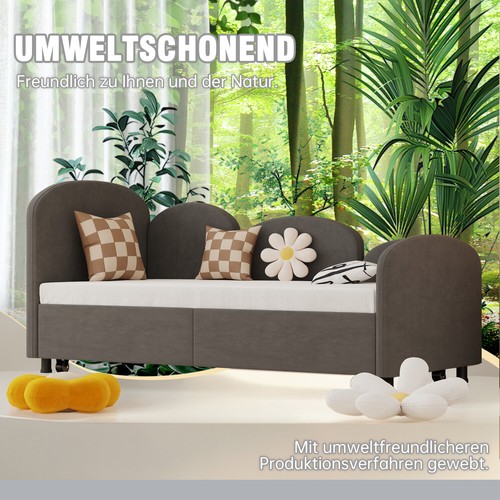 Schlafsofa Sofabett Tagesbett 90 x 200 cm mit Ausziehbares Bett Gästebett Grau - Bild 7 von 17