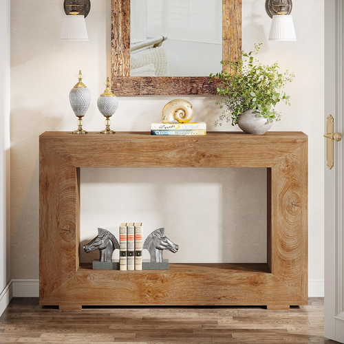 Farmhouse Console Table, 47 Inches Entryway Console Table with Storage, Industri - Picture 5 of 12