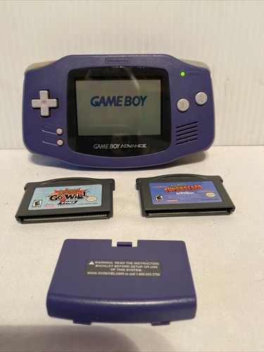 Nintendo Game Boy Advance Indigo AGB-001 Battery Cover Tested and Works 2 Games - Picture 1 of 12