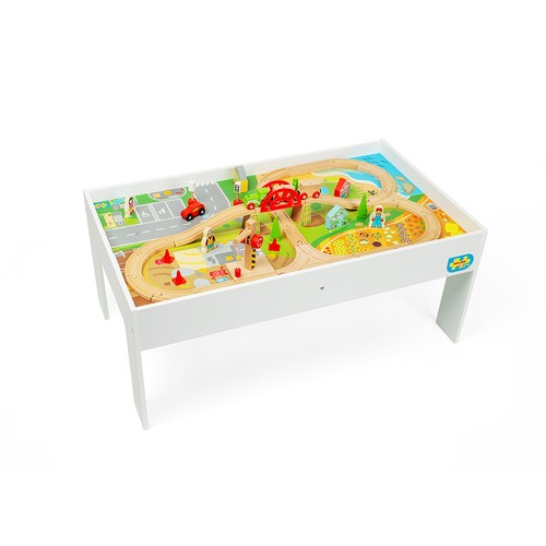 Juego y mesa de tren de madera Bigjigs Rail, mesa de tren de madera para niños - 50 piezas - Imagen 1 de 6