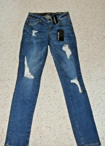 Pantalones de mezclilla desgastados de pierna ajustada Nova de moda para mujer talla 0 nuevos con etiquetas - Imagen 1 de 6