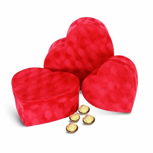 Premium Quality Heart Shaped Velvet Flower Boxes, Set of 3, Liner Included - Picture 11 of 22