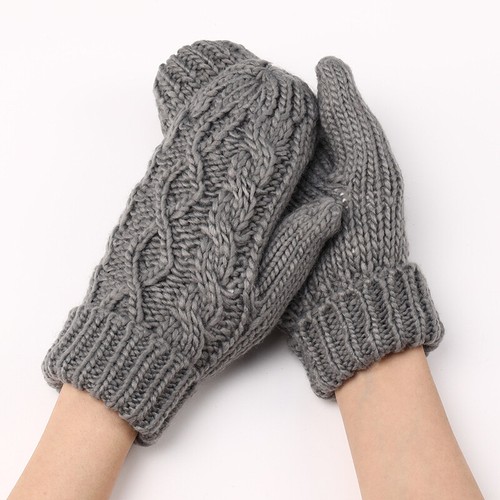 Warme Damen-Strickhandschuhe Mit Bündchen Winter-Fleece-Futter Volle Finger ≌ - Picture 9 of 23