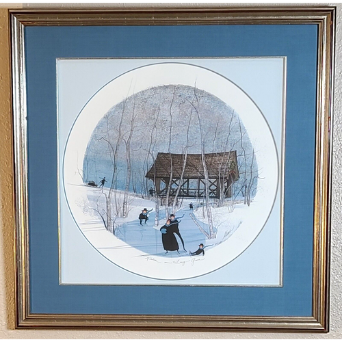 P. Buckley Moss Winter In Long Grove Covered Bridge Signed 199/1000 With COA