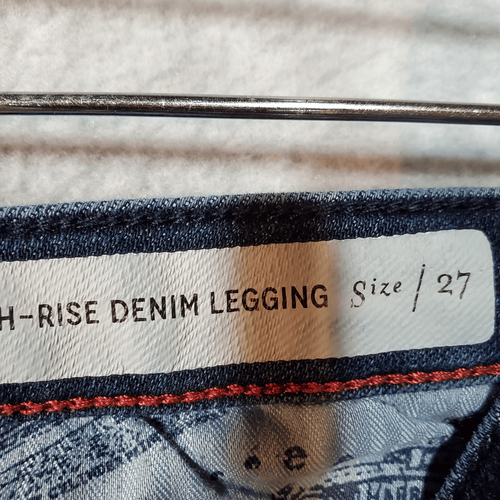 Anthropologie Leggings Donna 27 Blu Denim Gamba Dritta Vita Alta Jeans - Foto 2 di 11