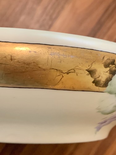 Rosenthal Donatello Bavaria Grapes 9” Bowl Art Nouveau Cream With Gold Trim - Picture 12 of 12