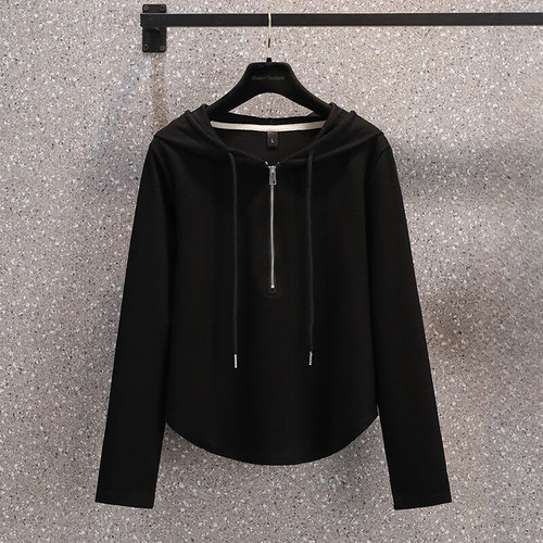 Damen Freizeit Kapuzenpulli Halb Reißverschluss Langärmlig Top Locker Pulli Weit - Bild 13 von 27