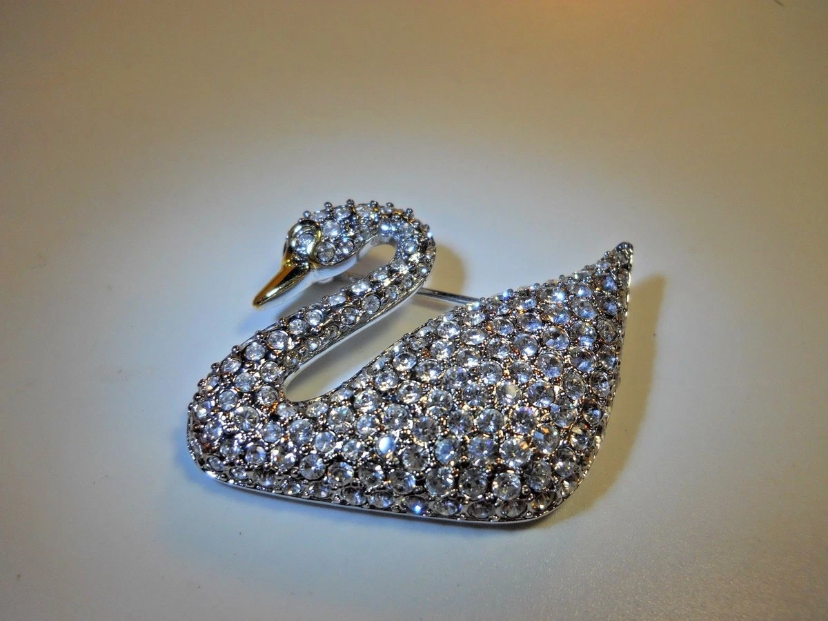 Swarovski swan best sale brooch