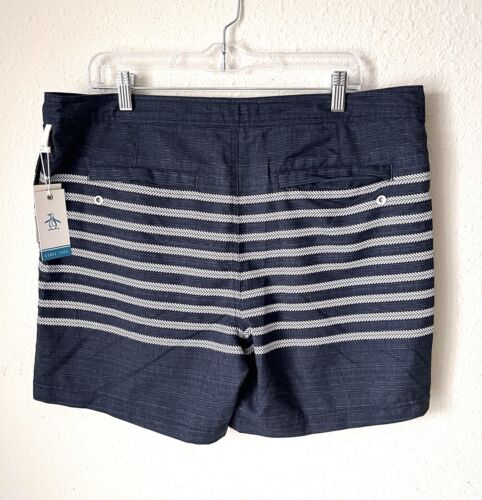 Original Penguin By Musing Wear Dark Blue & White Swim Trunks Men’s Sz 36 - Picture 2 of 7