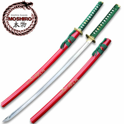 MOSHIRO 1045 Steel Handmade Katana With Bamboo Engraved on Red