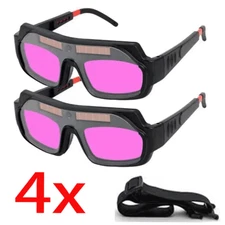 4PC Auto Darkening Welding Goggles Welder Glasses Helmet Mask w/Strap Sprayproof